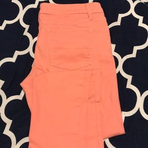 Coral pink ankle skinny jeans
